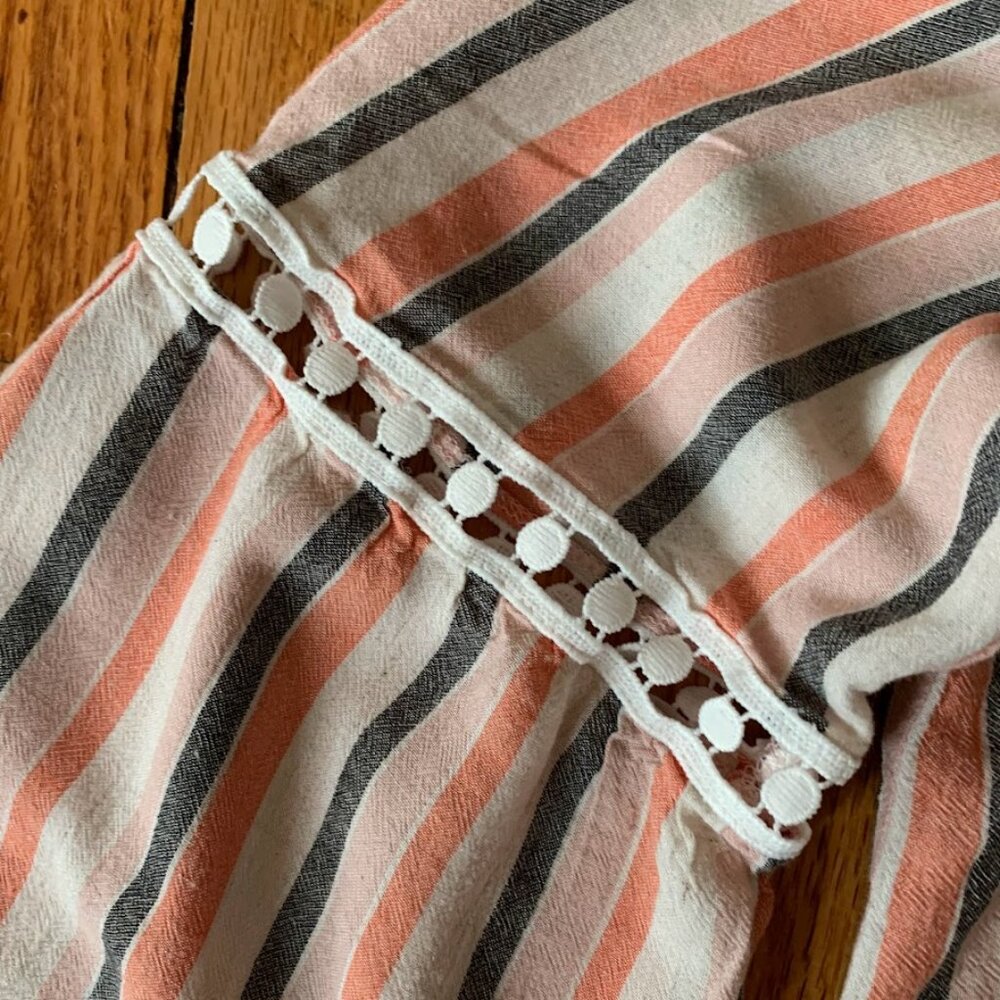 ALYX Women's Striped Boho Peasant Blouse Top Shirt Size Large - Picture 5 of 9